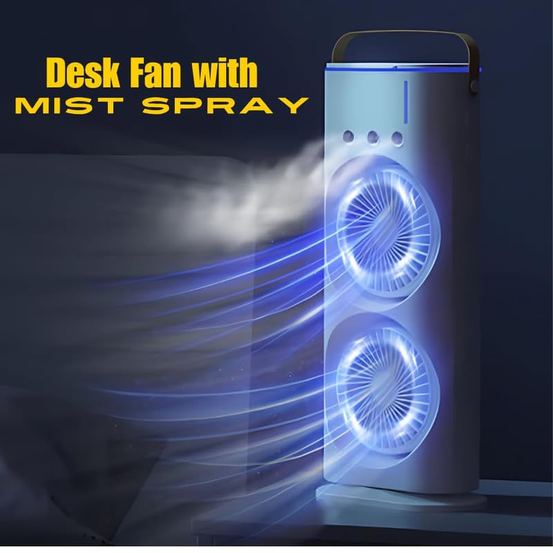 Electric Fan Desktop Double-Head Powerful Air Cooler (1 Pc / With Remote)