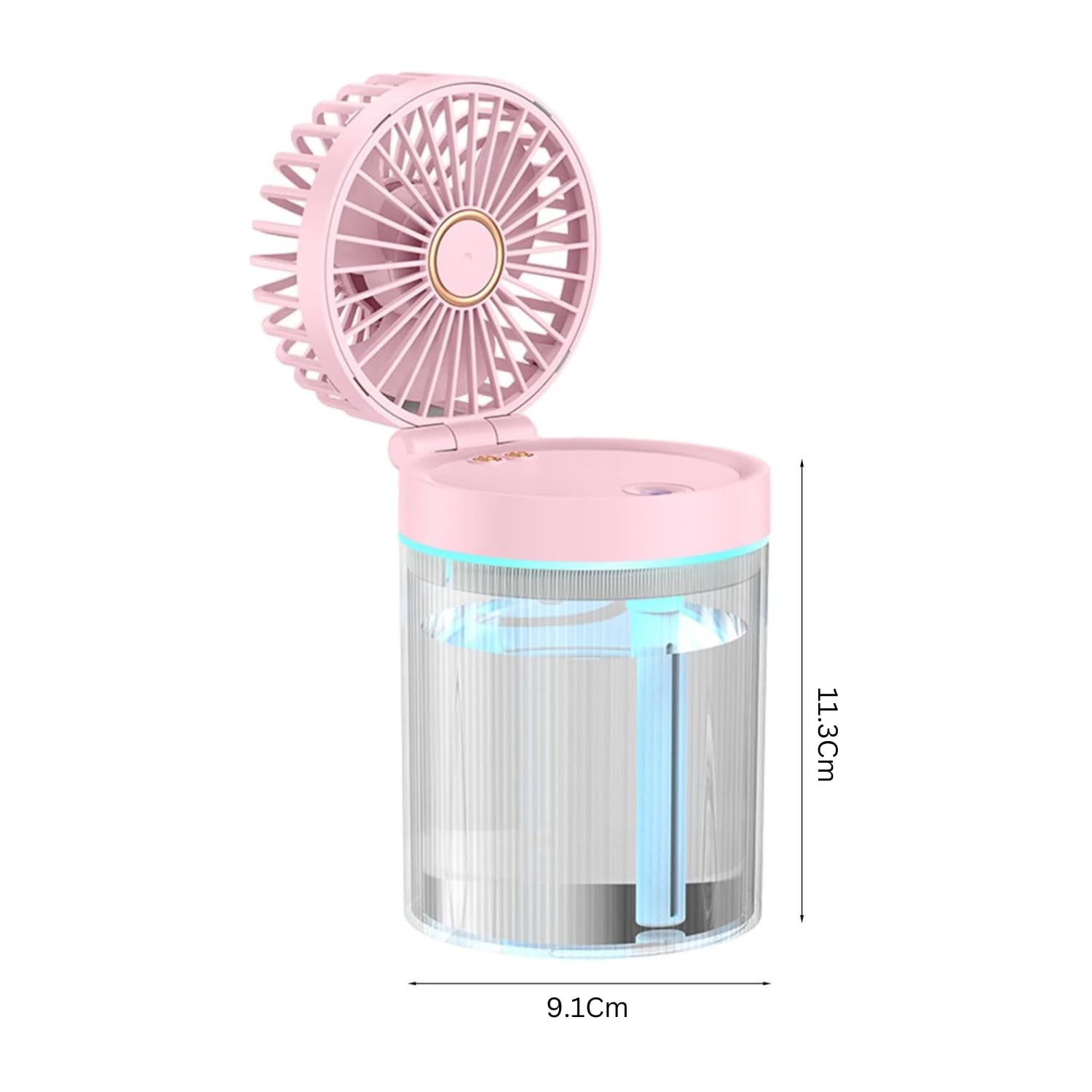 Mist Rechargeable Fan with 7-Color Night Light & Humidifier – Portable, 3-Speed Cooling, 1200mAh Battery (3-Hour Backup),