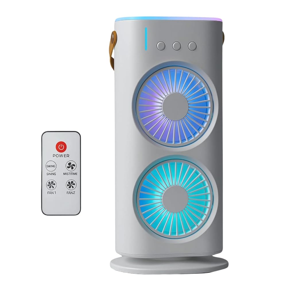 Electric Fan Desktop Double-Head Powerful Air Cooler (1 Pc / With Remote)